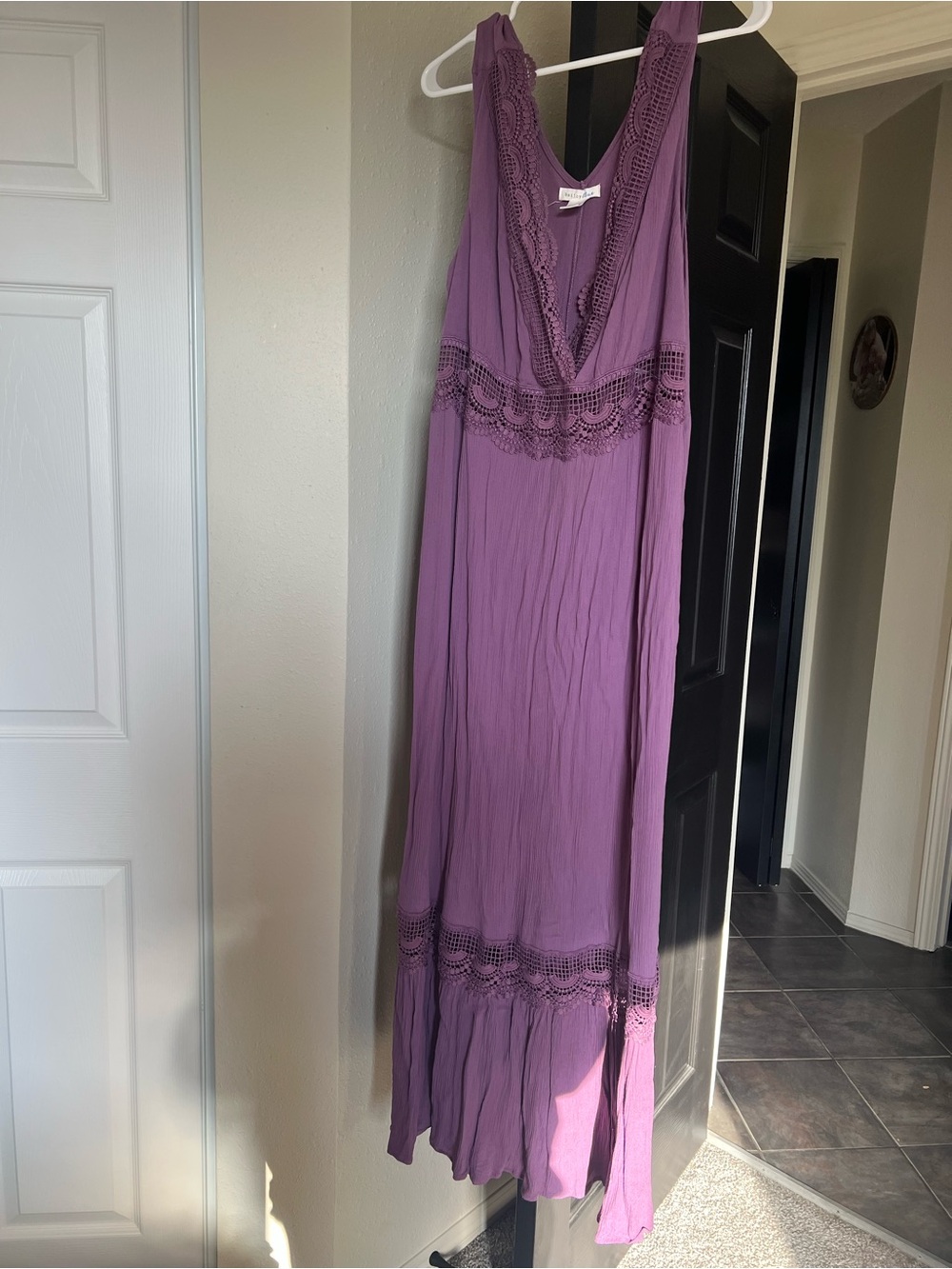 bailey blue Purple Maxi Dress with Crochet Trim